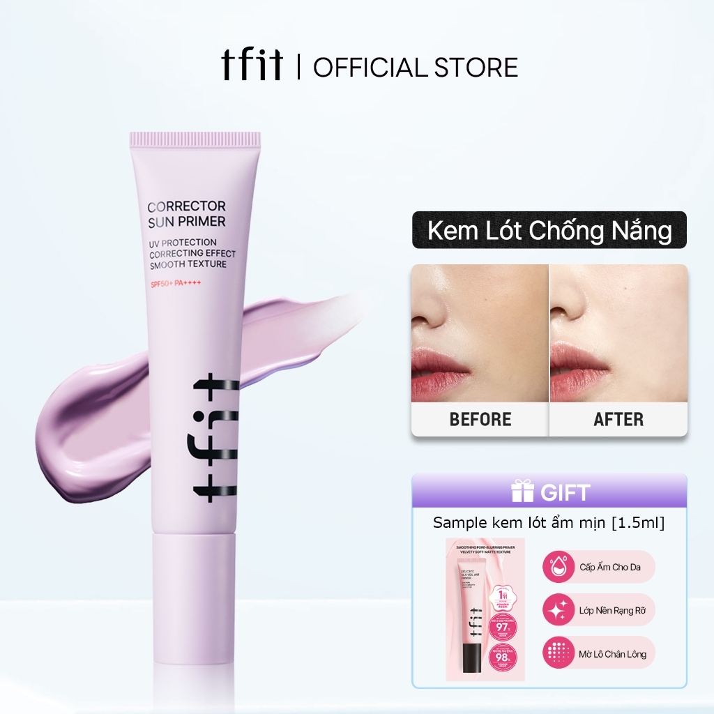[TFIT Official] Lavender Kem Lót Chống Nắng Chỉnh Sắc Da Vàng Và Xỉn Màu SPF50+ PA++++ Nâng Tông Corrector Sun Primer 30ml