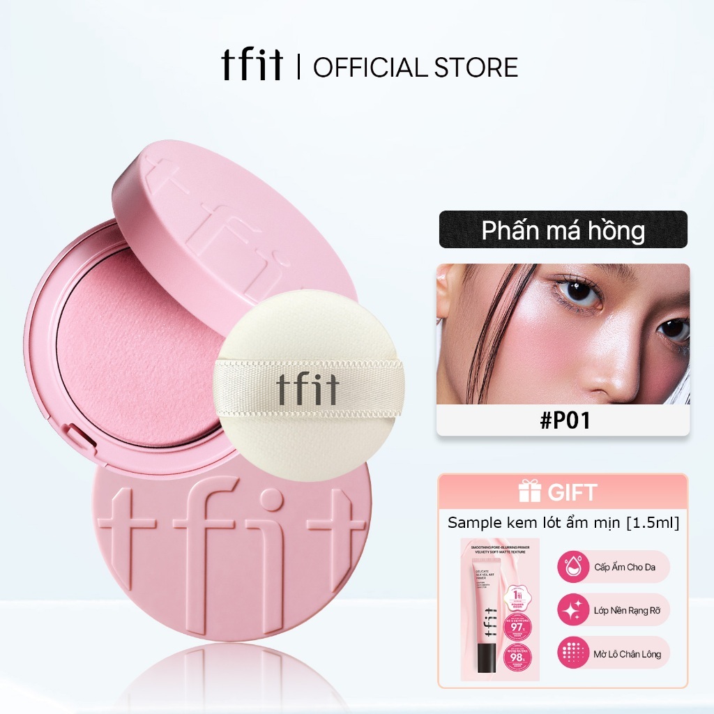 [TFIT Official] Phấn Má Hồng Lì Mịn – Che Nhẹ Lỗ Chân Lông, Lên Màu Đều Fluffy Velvet Cushion Blush 4g