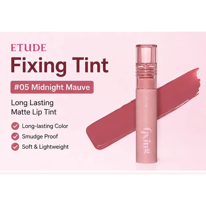 Tint cố định ETUDE #05 Mauve nửa đêm | Son Tint Matte lâu trôi | Trang điểm môi Hàn Quốc chống nhòe 1 cái