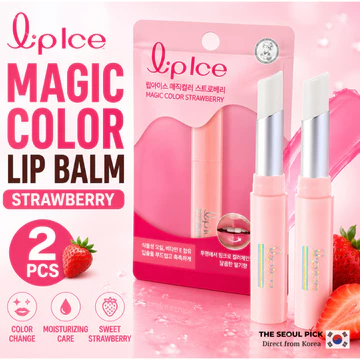 [LipIce] Son dưỡng môi màu ma thuật Dâu tây 2g x 2 CÁI Dưỡng ẩm thay đổi màu sắc Chăm sóc môi
