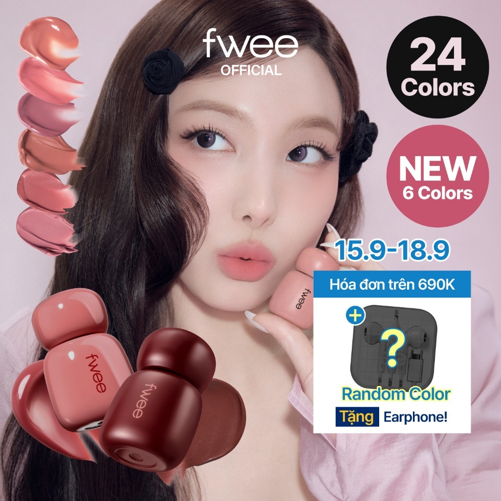 (NEW 6 Colors) fwee Rose Obsession Stay-fit Lip Tint (24 Màu)