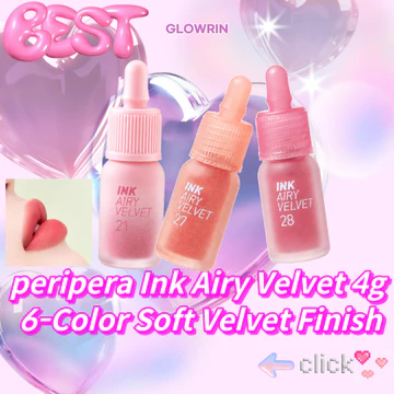 Peripera Ink Airy Velvet 4g | Son Tint Hàn Quốc | Hoàn thiện nhung mềm 6 màu