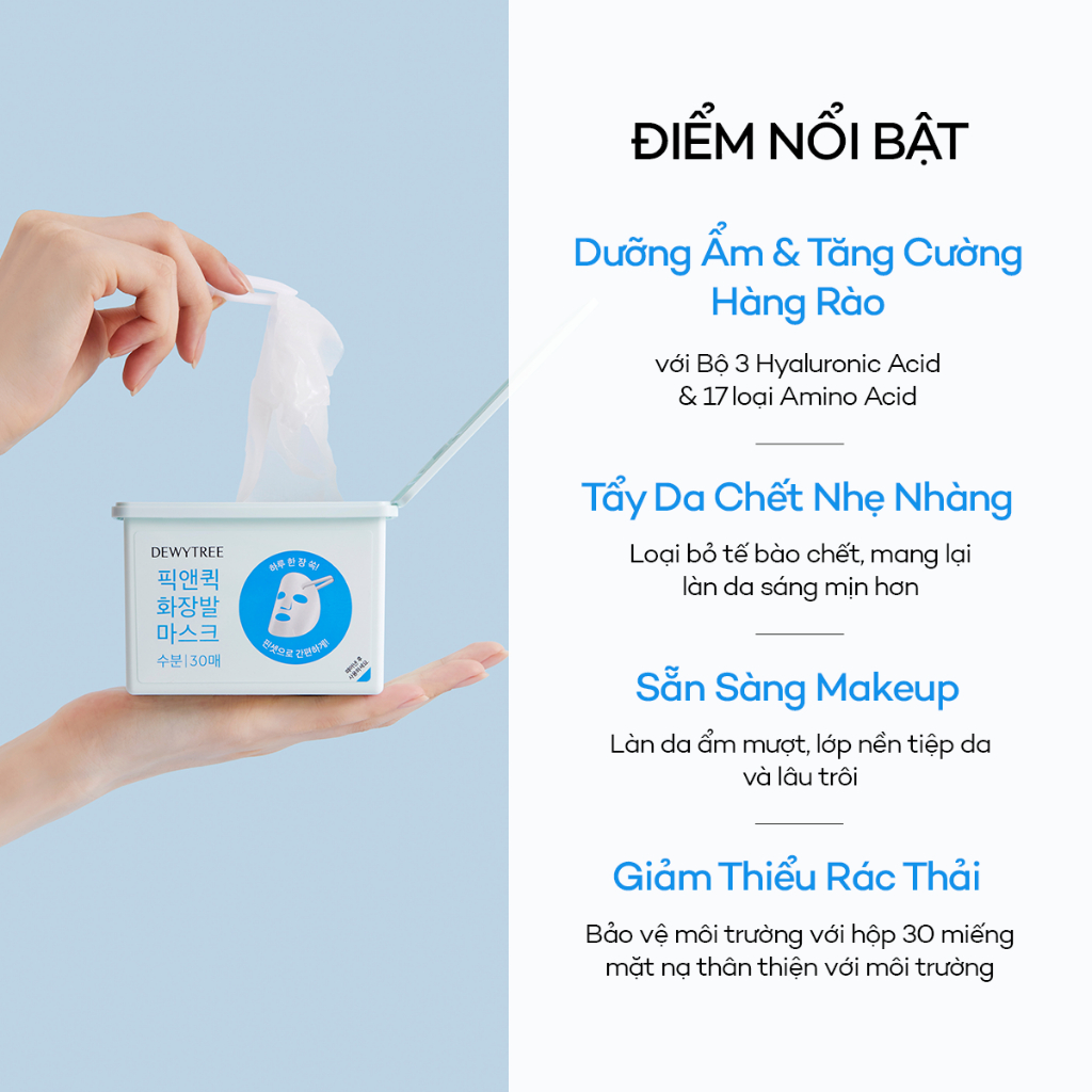 [DEWYTREE] Mặt Nạ Cải Thiện Lớp Trang Điểm Pick & Quick 30 Miếng