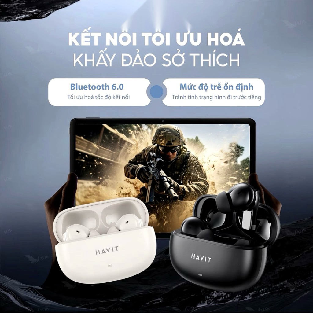 [Mới 100% - Full Box] Tai Nghe Bluetooth HAVIT TW907 SE – Âm Thanh Stereo, Mic Đàm Thoại, Cảm Ứng, Hộp Sạc Gọn Nhẹ