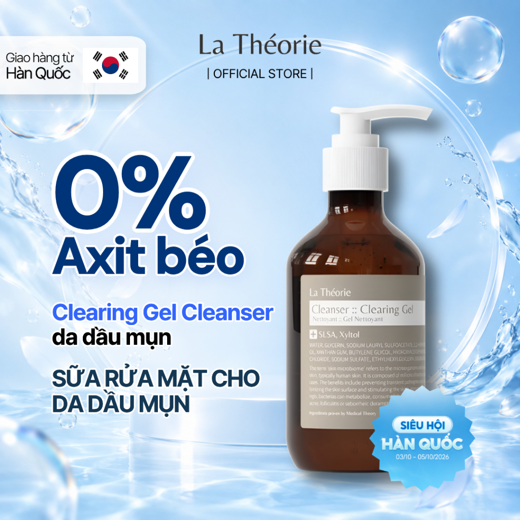 Gel Rửa Mặt La Théorie Clearing Gel 210ml | Làm Sạch Dịu Nhẹ & Phục Hồi Hàng Rào Da