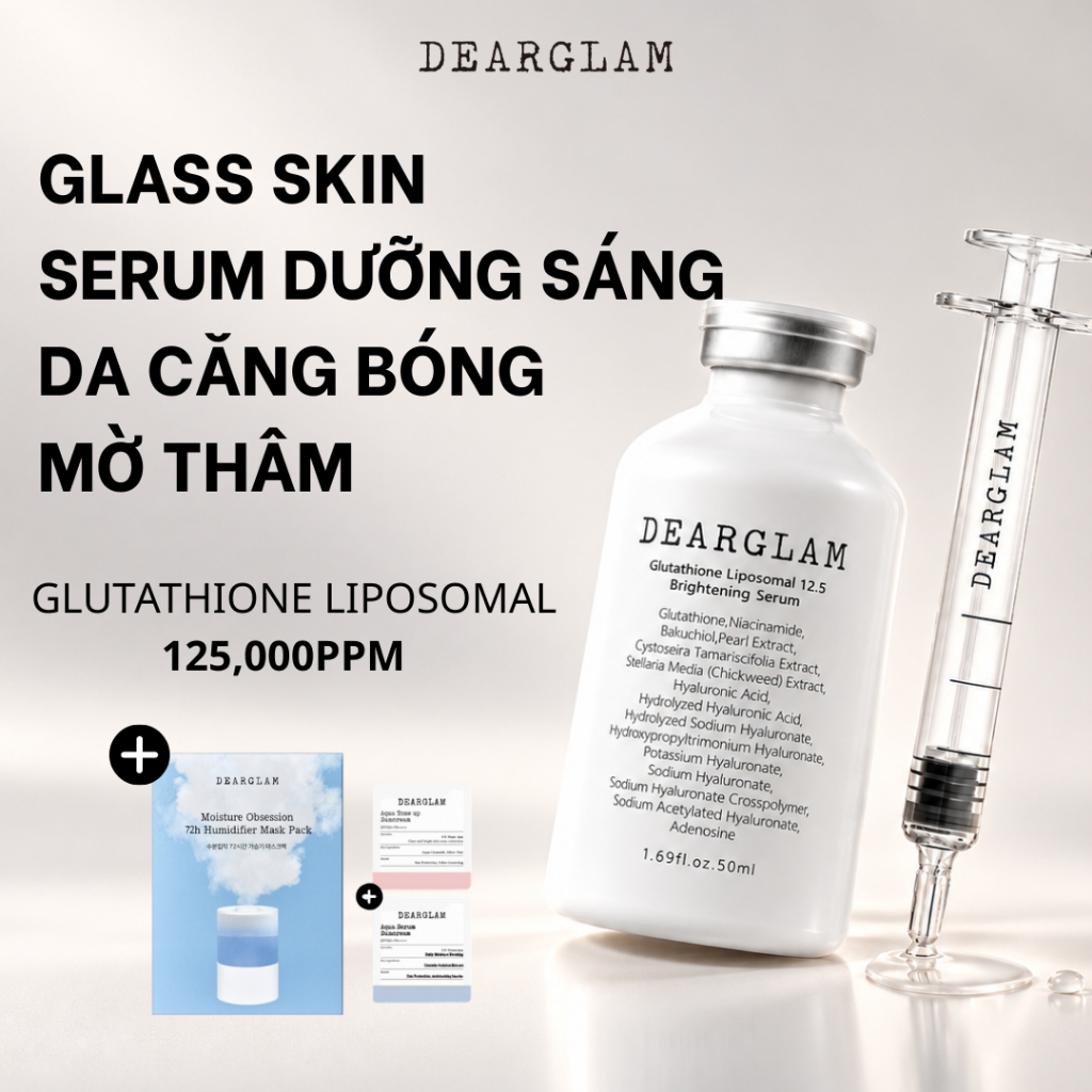 [Dearglam] Serum dưỡng trắng căng bóng mờ thâm nám Glutathione Liposomal brightening 125.000ppm  Dearglam 12.5 [50ml]