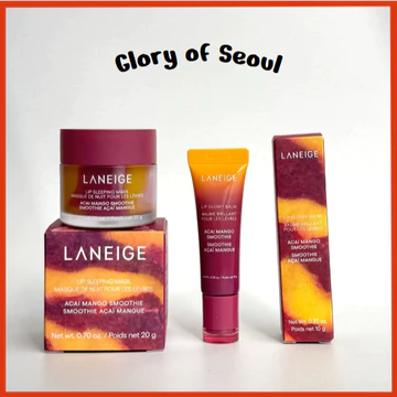 [MỚI] Bộ sưu tập môi mịn màng LANEIGE Acai Mango, 2 loại / Mặt nạ ngủ môi 20g, Son dưỡng môi phát sáng 10g