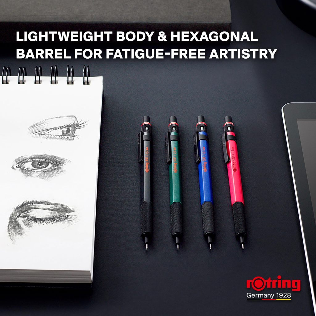 rOtring 500 But Chi 0.5mm/5 Mau Do Trang Den Xanh/Luc Giac/Tay Cam Knurl/Ong Dan Co Dinh