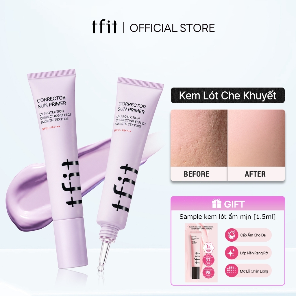 [TFIT Official] Kem Lót Nâng Tông SPF50+ PA++++ Chỉnh Màu Da Bám Nền Corrector Sun Primer 30ml