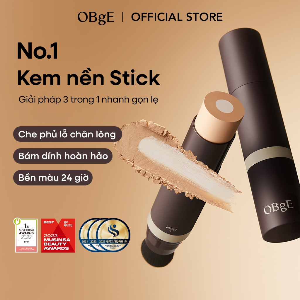 [OBgE Chính Hãng] Kem Nền Thỏi Natural Cover Foundation 13g SPF50+ PA++++ 3 Trong 1 Che Phủ Lỗ Chân Lông Nhanh, Bám Mịn Lâu Trôi 24H, Kèm Cọ Tán Siêu Mịn
