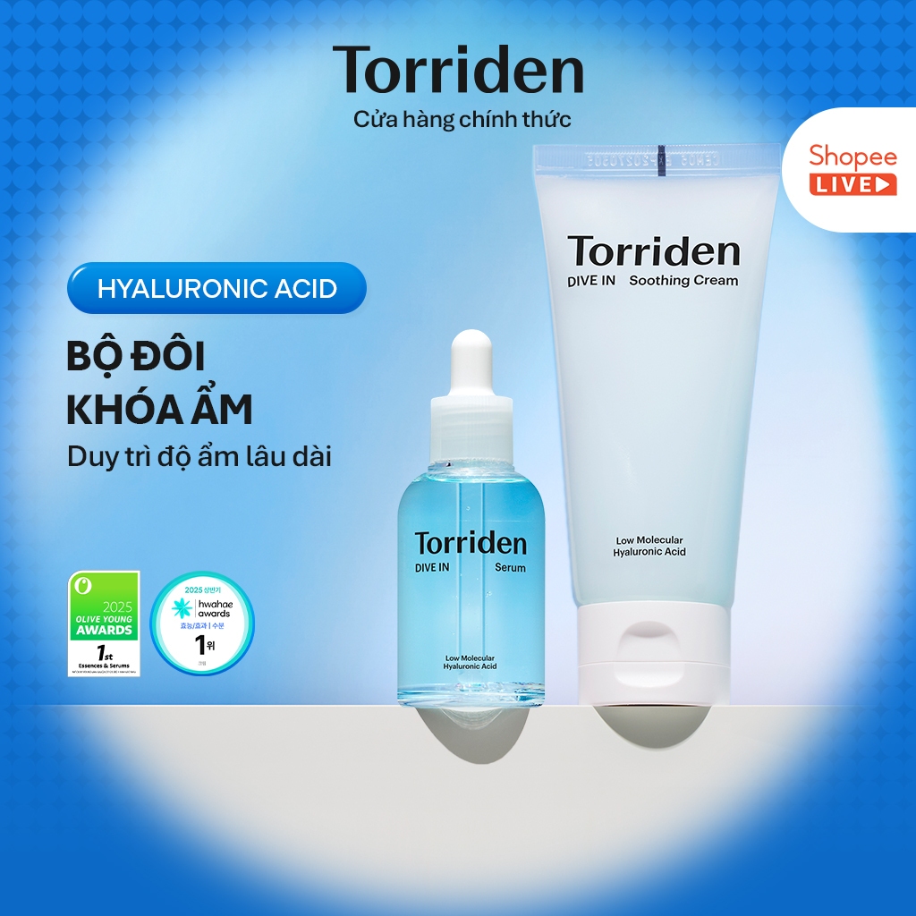 [KOL Torriden Live] Combo DIVE IN - Serum + Kem dưỡng làm dịu da (Ống/Tube), 50ml+100ml