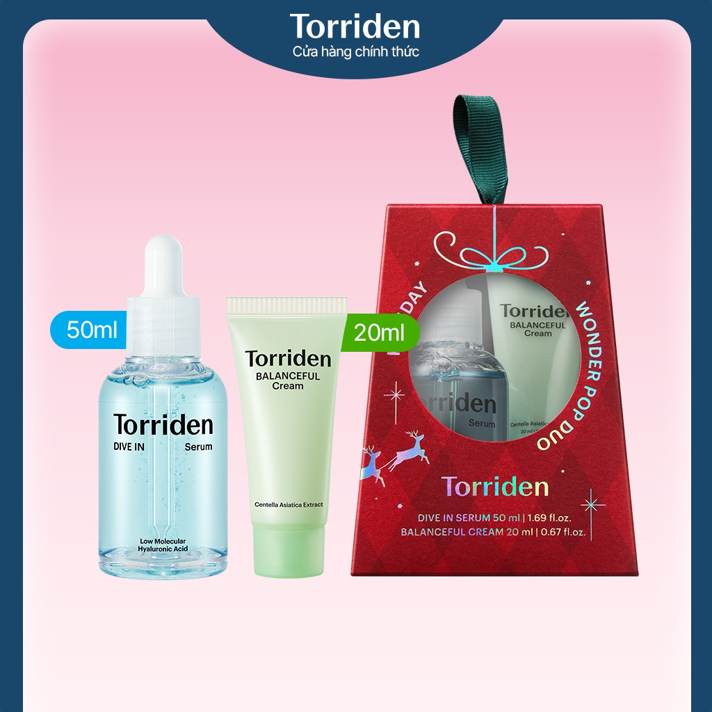 [Torriden Chính hãng] Holiday Wonder Pop - Serum DIVE IN 50ml + Kem dưỡng BALANCEFUL CICA 20ml (3 lựa chọn)