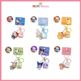Sanrio Bàn Phím LED Keycap Móc Khóa Kuromi My Melody Cinnamoroll Kawaii Túi Charm Light Up