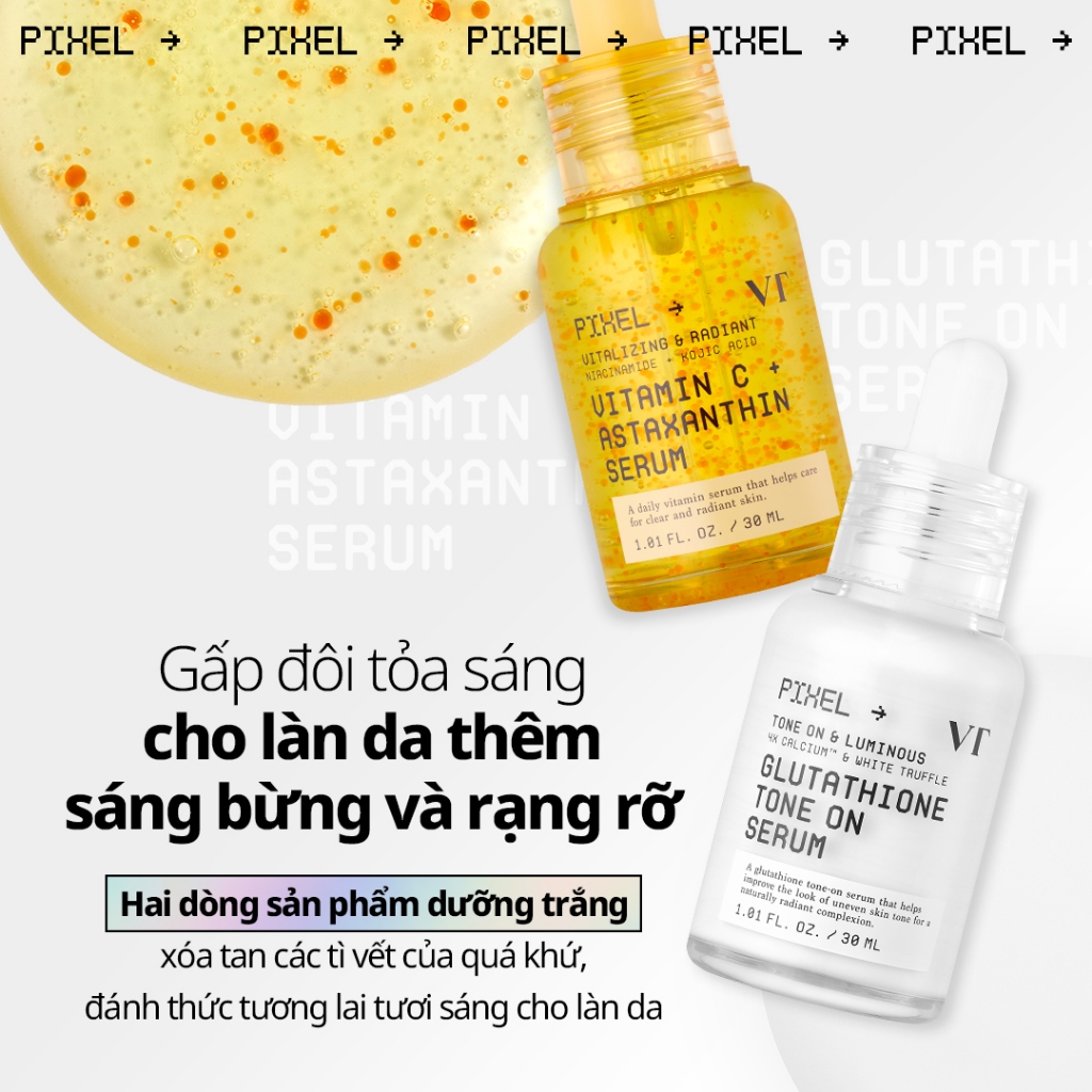 [VT] Glutathione Tone-On Serum 30ml Serum Trắng Da, Nâng Tone Tự Nhiên Không Makeup, Giảm Thâm Mụn, Nám & Sắc Tố Da