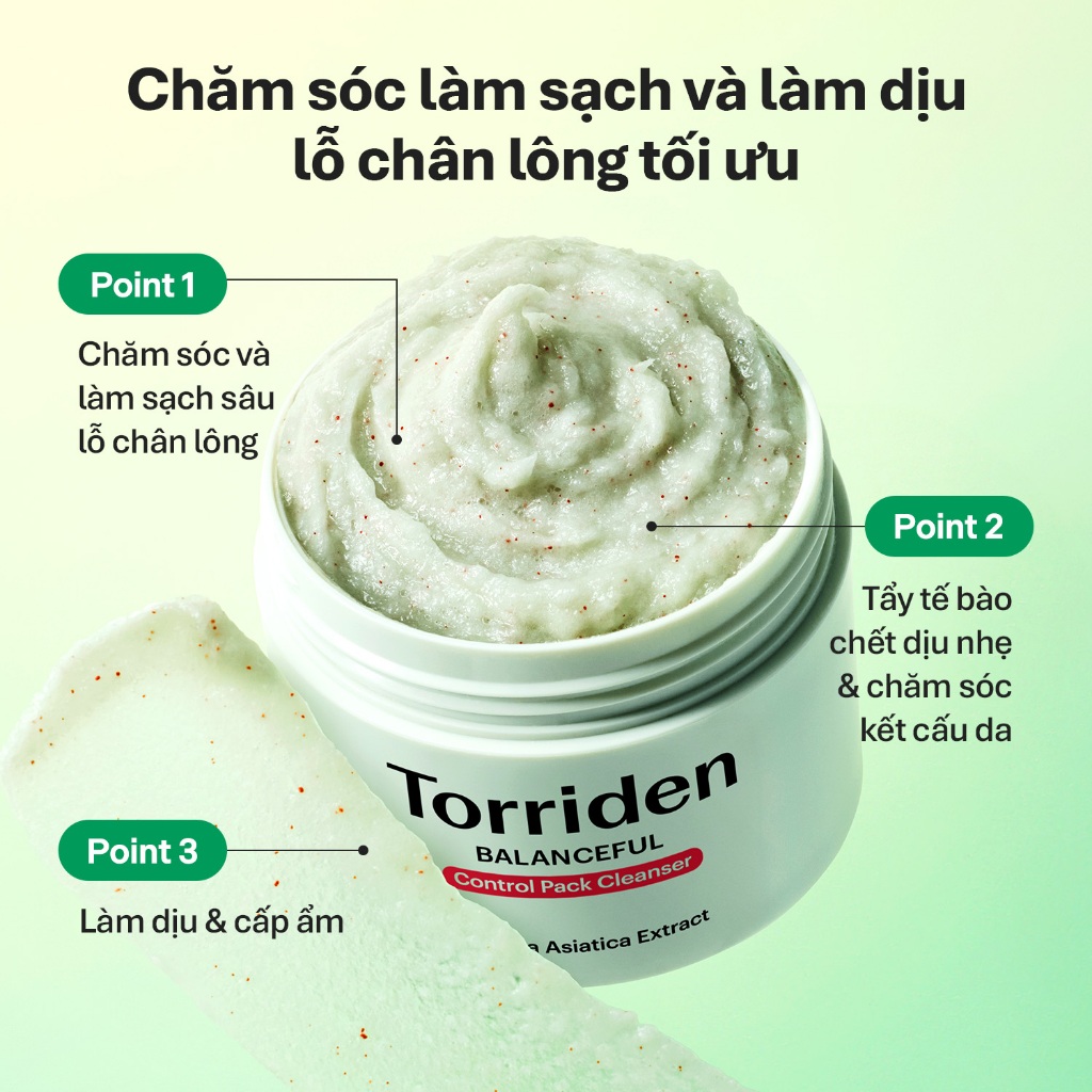 [Torriden Chính hãng] Sữa rửa mặt kiêm mặt nạ BALANCEFUL CICA, 120g, Pack cleanser