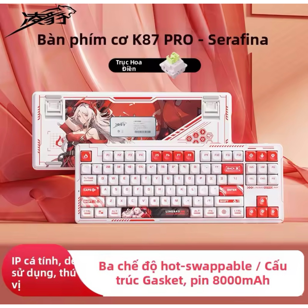 [Hoả Tốc] Bàn Phím Cơ Lingbao K87/K87 Pro Hot Swap 3 Mode | Gasket | Pin 10000mAh | RGB Cao Cấp | BigBuy360 - bigbuy360.vn