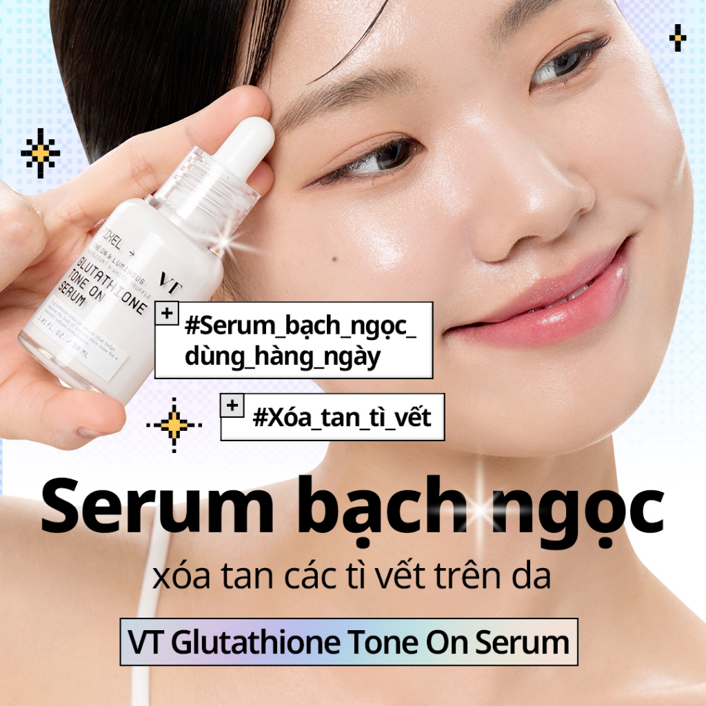 [VT] Glutathione Tone-On Serum 30ml Serum Trắng Da, Nâng Tone Tự Nhiên Không Makeup, Giảm Thâm Mụn, Nám & Sắc Tố Da
