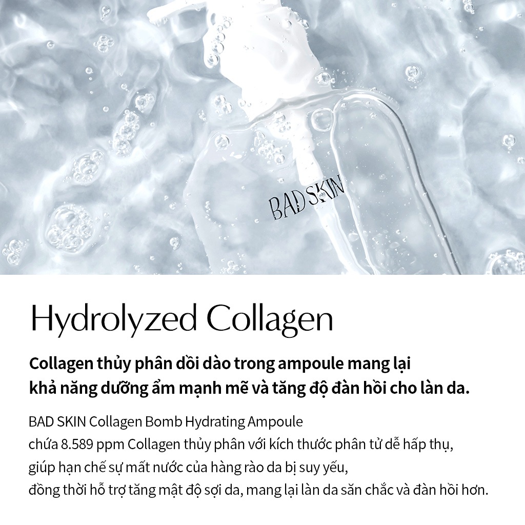 [BADSKIN KOREA] Collagen Bomb Hydrating Ampoule 400ml, Collagen có nguồn gốc từ vảy cá biển (không chứa thành phần từ lợn), chống lão hóa, sản xuất tại Hàn Quốc.