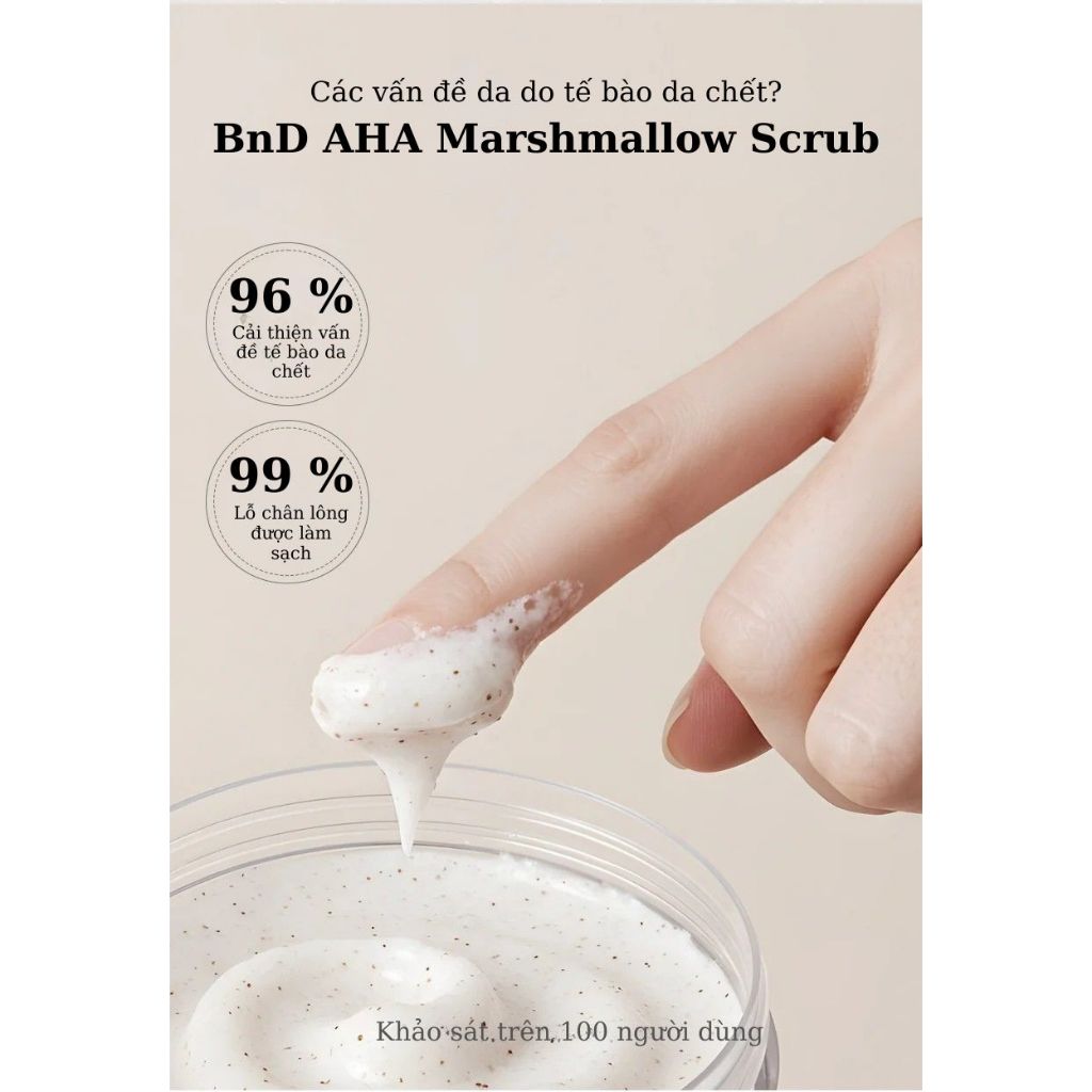 Tẩy da chết Collagen Hàn Quốc (BnD Marshmallow AHA) cho mặt và body - Dịu nhẹ, làm sáng da | 200g