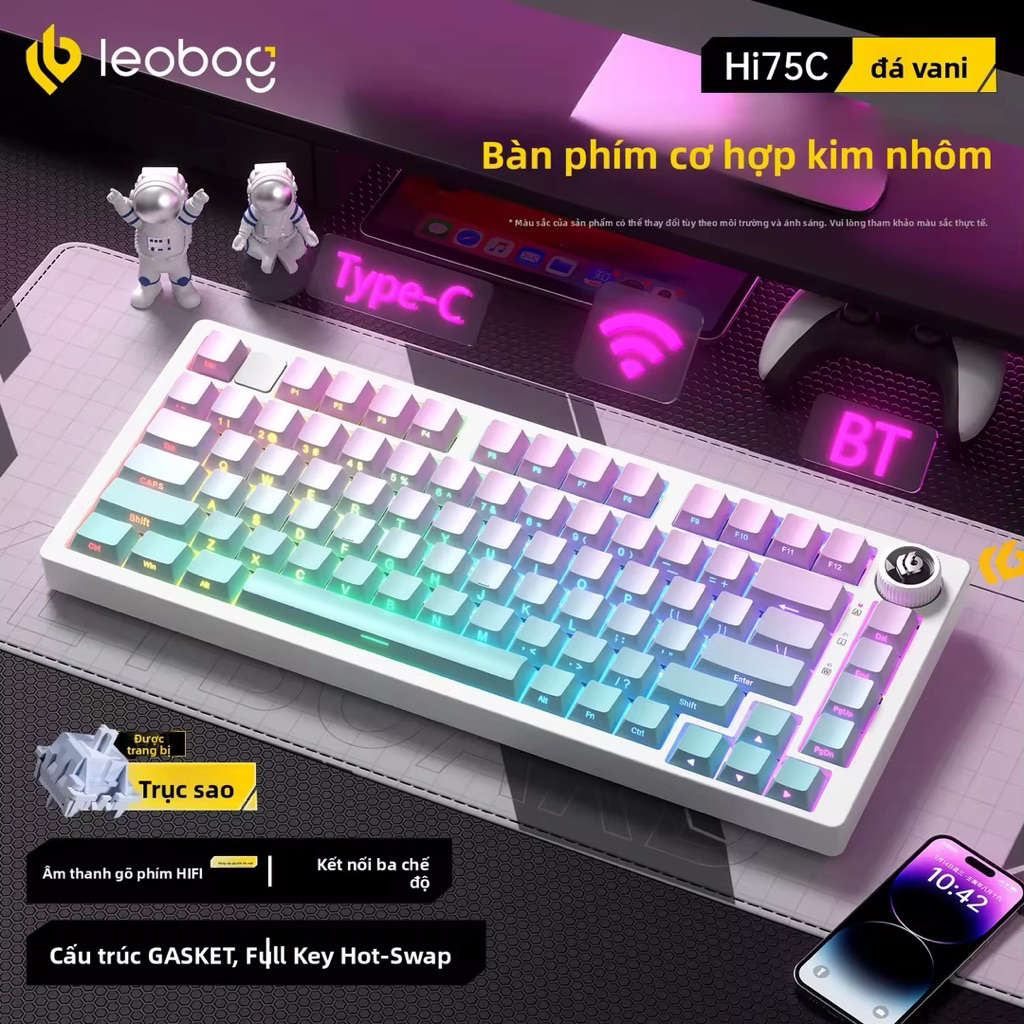 [Hoả tốc] Phím Cơ LEOBOG HI75C PRO Không Dây Bluetooth, Khung nhôm,Núm Xoay Chỉnh Âm Lượng, Dùng Cho PC Laptop Chơi Game | BigBuy360 - bigbuy360.vn