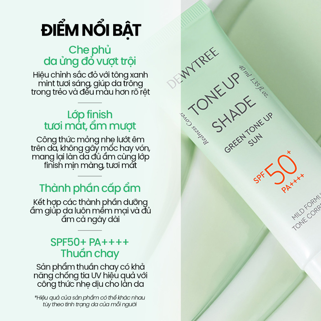 [DEWYTREE] Kem Chống Nắng Nâng Tông Xanh Lá Urban Shade Green Tone-Up Sun SPF50+ PA++++
