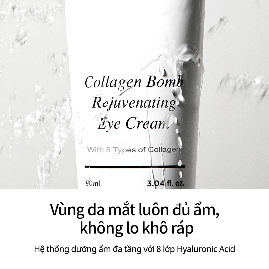 [BADSKIN KOREA] Collagen Bomb Rejuvenating Eye cream 90ml, Kem dưỡng mắt Hàn Quốc Chống Nhăn & Làm Sáng Da, Chăm Sóc Quầng Thâm, 5 Loại Collagen 5916ppm, Peptide, Kem Làm Săn Chắc Vùng Da Dưới Mắt
