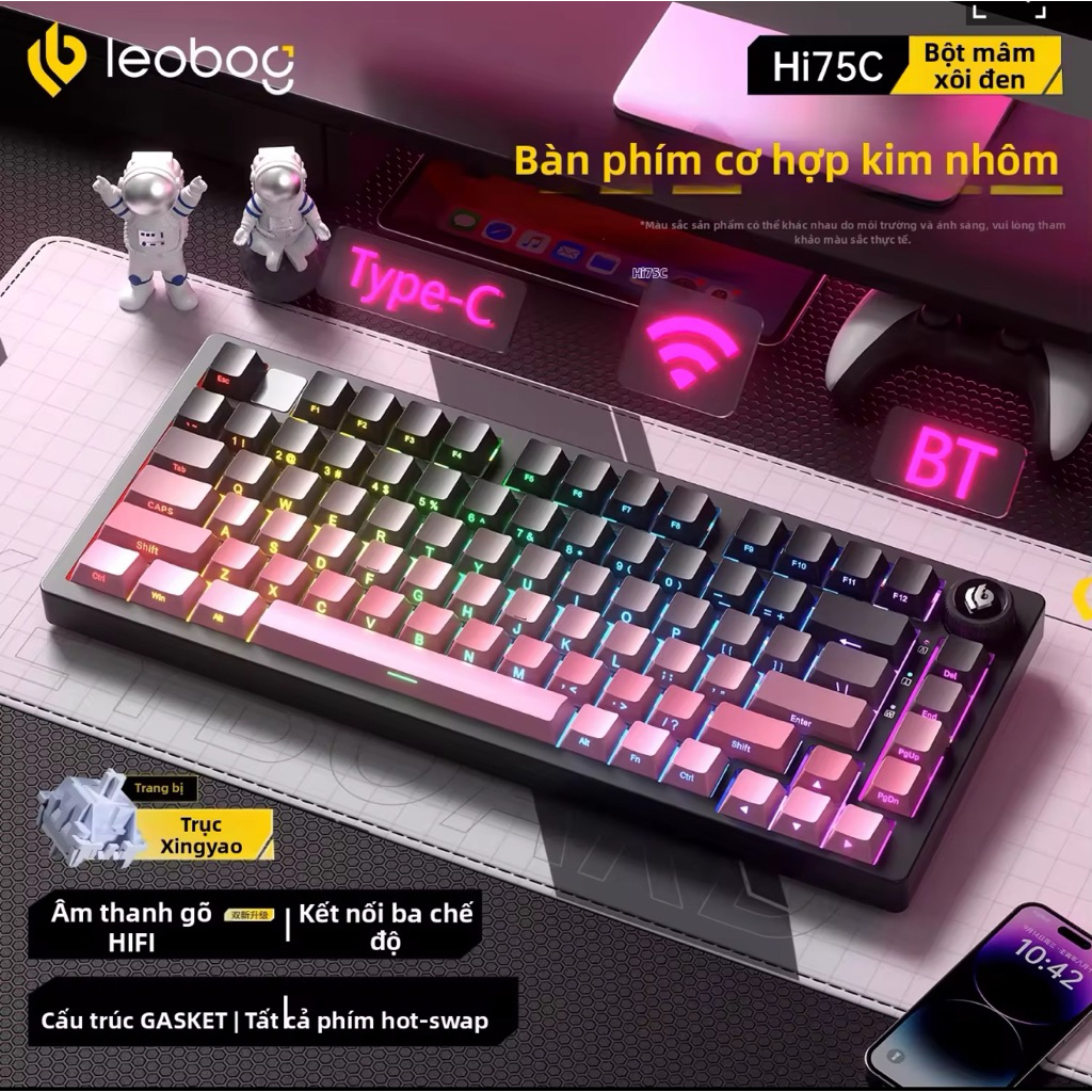 [Hoả tốc] Phím Cơ LEOBOG HI75C PRO Không Dây Bluetooth, Khung nhôm,Núm Xoay Chỉnh Âm Lượng, Dùng Cho PC Laptop Chơi Game | BigBuy360 - bigbuy360.vn
