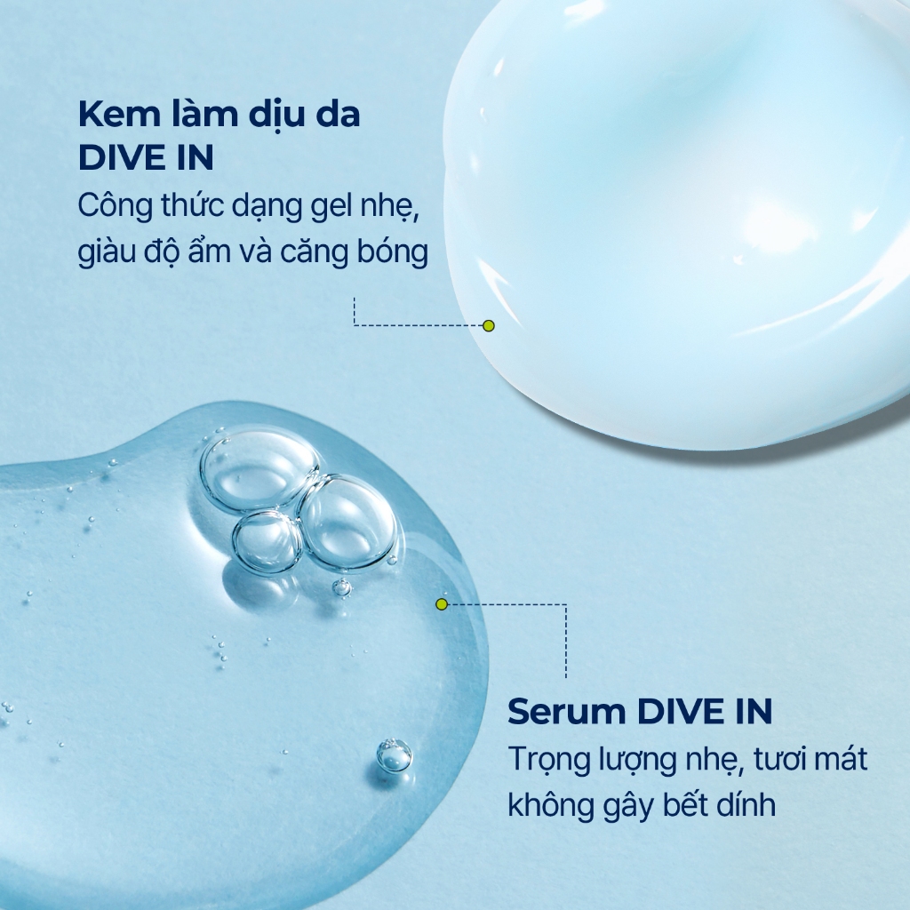 [KOL Torriden Live] Combo DIVE IN - Serum + Kem dưỡng làm dịu da (Ống/Tube), 50ml+100ml