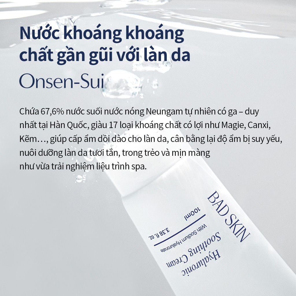 [BADSKIN KOREA] Hyaluronic Soothing Cream 100ml, 11 loại Axit Hyaluronic dưỡng ẩm, Nước suối nóng Nengam 72% dành cho kem nguyên chất: