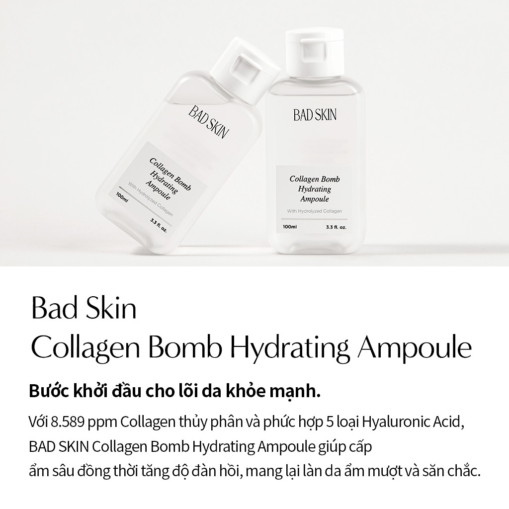 [BADSKIN KOREA] Collagen Bomb Hydrating Ampoule 100ml (Kích thước nhỏ), dung dịch collagen 85%, 5 loại axit Hyaluronic dưỡng ẩm và nuôi dưỡng