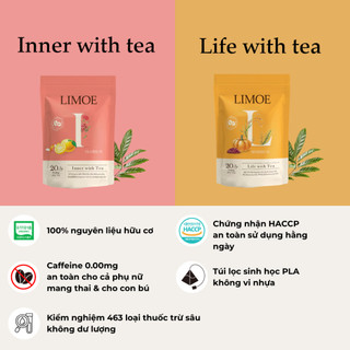 Trà Túi Lọc Thảo Mộc LIMOE Inner With Tea Hữu Cơ Vitamin C Thanh Lọc Giải Nhiệt (Hộp 20 Túi)
