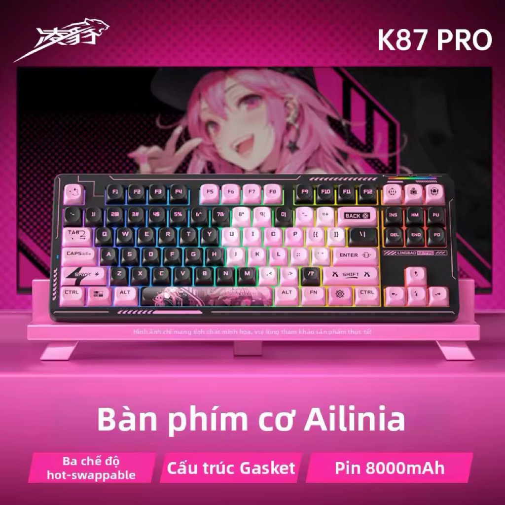 [Hoả Tốc] Bàn Phím Cơ Lingbao K87/K87 Pro Hot Swap 3 Mode | Gasket | Pin 10000mAh | RGB Cao Cấp | BigBuy360 - bigbuy360.vn