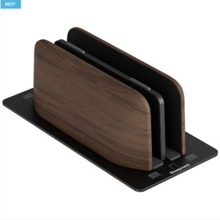 Ekeepment Gỗ Cao Cấp Dọc Laptop Đứng Khe Cắm 2 Có Thể Điều Chỉnh Giá Đỡ Thiết Bị Kép Cho Laptop & Máy Tính Bảng Vỏ Bọc Stan