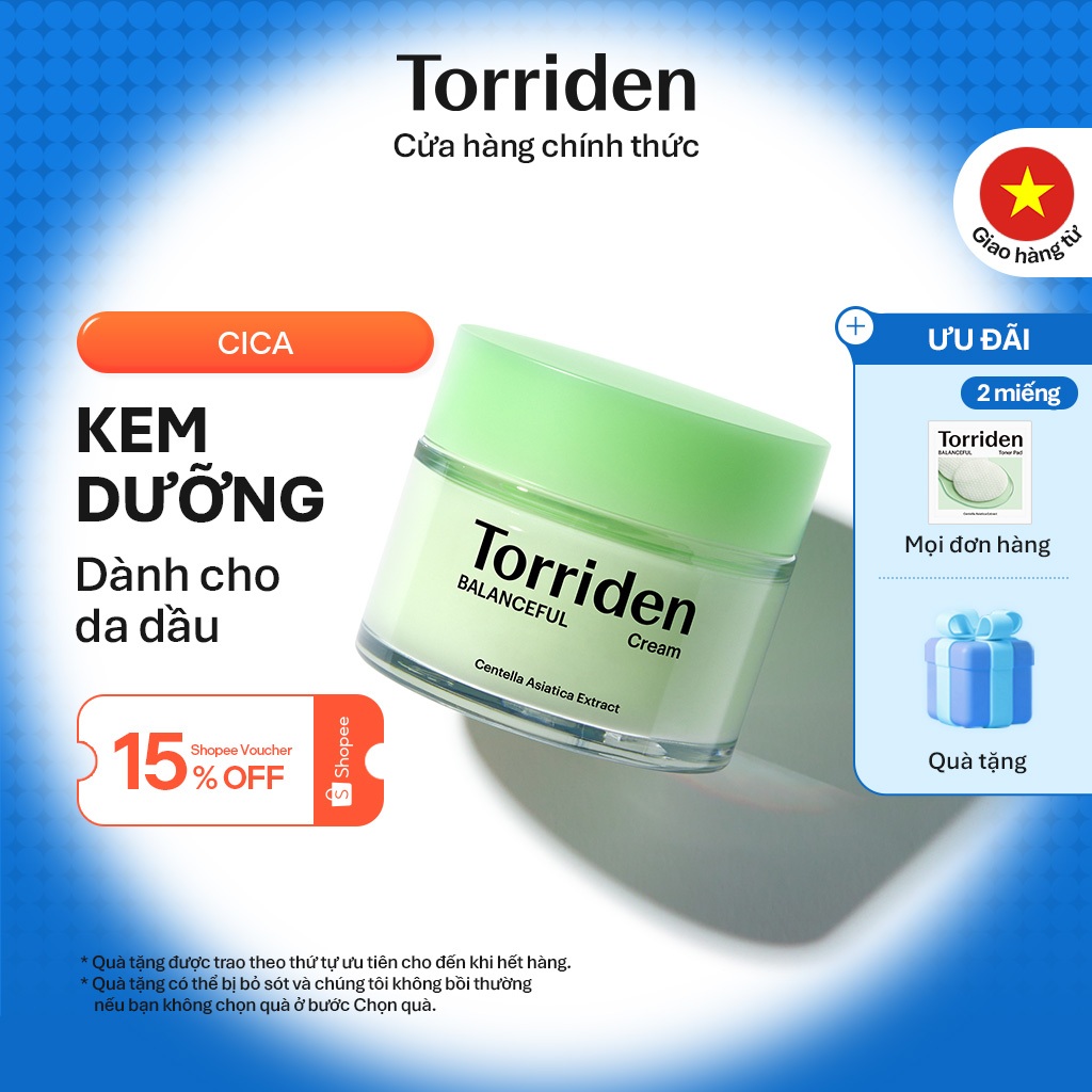 [Torriden Chính hãng] Kem dưỡng da BALANCEFUL CICA, 80ml, Cream