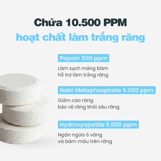 Viên đánh trắng răng Dentinel (50 viên) - Kem đánh răng dạng viên bỏ túi, Giảm ố vàng, Bảo vệ nướu, Ngừa sâu răng