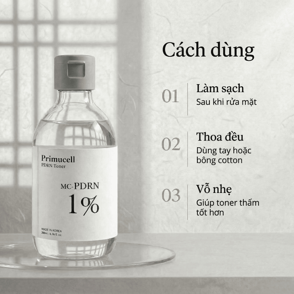 [PRIMUCELL] Nước Hoa Hồng MC-PDRN 1% 200ml | Toner PDRN + Cica Làm Dịu, Cấp Ẩm, Phục Hồi Hàng Rào Da