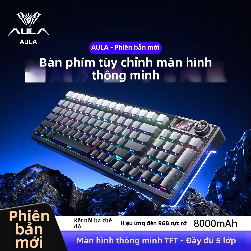 [Hoả tốc] Bàn phím cơ AULA F98 Pro V3 3 Mode | TFT Screen | RGB Full Key | Hot Swap | Bluetooth 2.4G USB | Gaming Custom | BigBuy360 - bigbuy360.vn