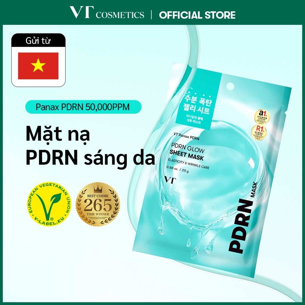 [VT] Mặt nạ PDRN Glow Sheet Mask Vegan PDRN Jelly, dưỡng ẩm sáng da & làm mát <Flagship chính thức>