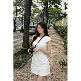 𝙀𝙇𝙇𝙔 𝘿𝙍𝙀𝙎𝙎 - Đầm Linen Cúc Bọc
