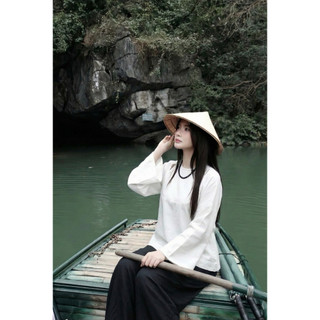 𝙅𝙊𝙔 𝙏𝙊𝙋 - Áo Linen Cổ Tròn