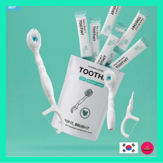 [HOMESLINING] Bàn chải đánh răng Mini dùng một lần 5 trong 1 TOOTHIT Máy làm sạch lưỡi tăm du lịch di động