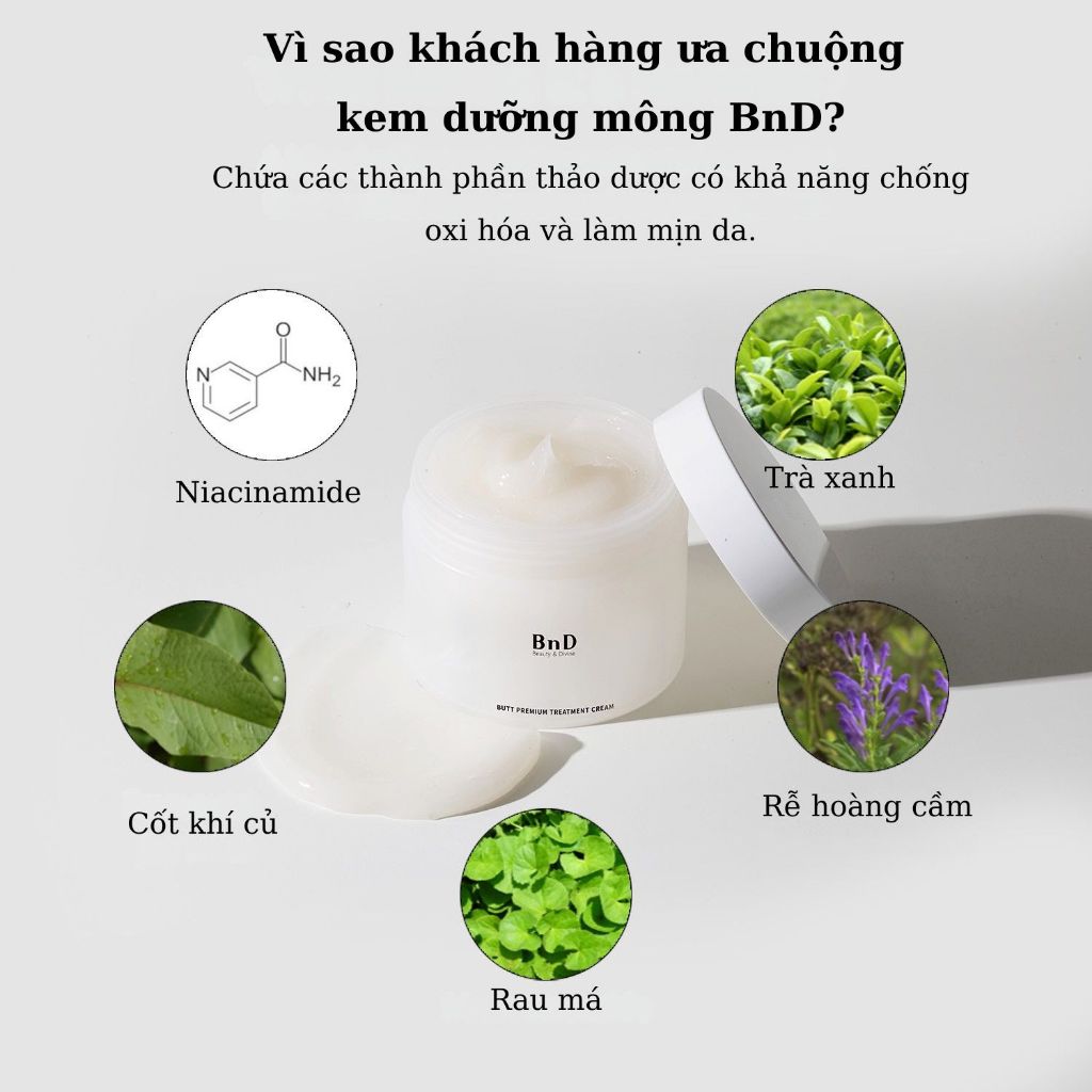 Kem Hỗ trợ giảm mụn mông & lưng Hàn Quốc -100ml - BnD Butt Cream 100g