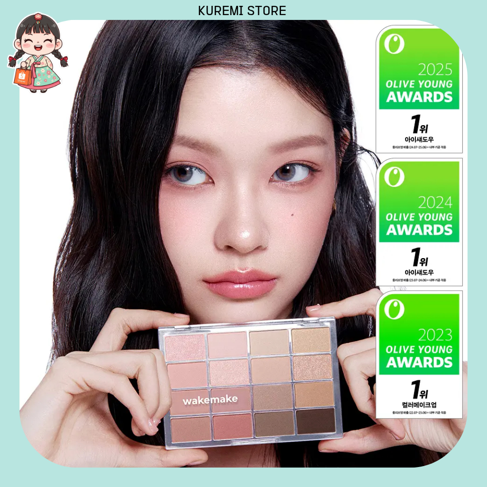 [WAKEMAKE] Bảng Phấn Mắt Mềm, Bảng 16 Màu | Hoàn thiện liền mạch & phát sáng | 13 lựa chọn