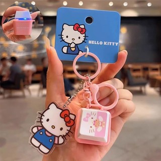 Sanrio Bàn Phím LED Keycap Móc Khóa Kuromi My Melody Cinnamoroll Kawaii Túi Charm Light Up