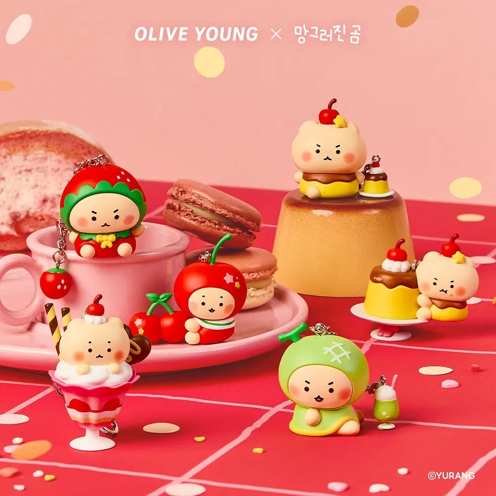[OLIVE YOUNG] Manggom Mangler Bear Hình ngẫu nhiên Móc khóa Bagcharm Fruity Sweets Edition (6 loại ngẫu nhiên)