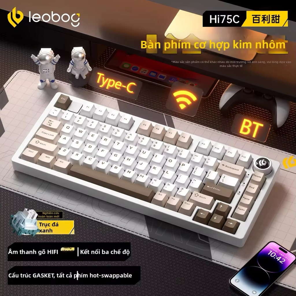 [Hoả tốc] Phím Cơ LEOBOG HI75C PRO Không Dây Bluetooth, Khung nhôm,Núm Xoay Chỉnh Âm Lượng, Dùng Cho PC Laptop Chơi Game | BigBuy360 - bigbuy360.vn