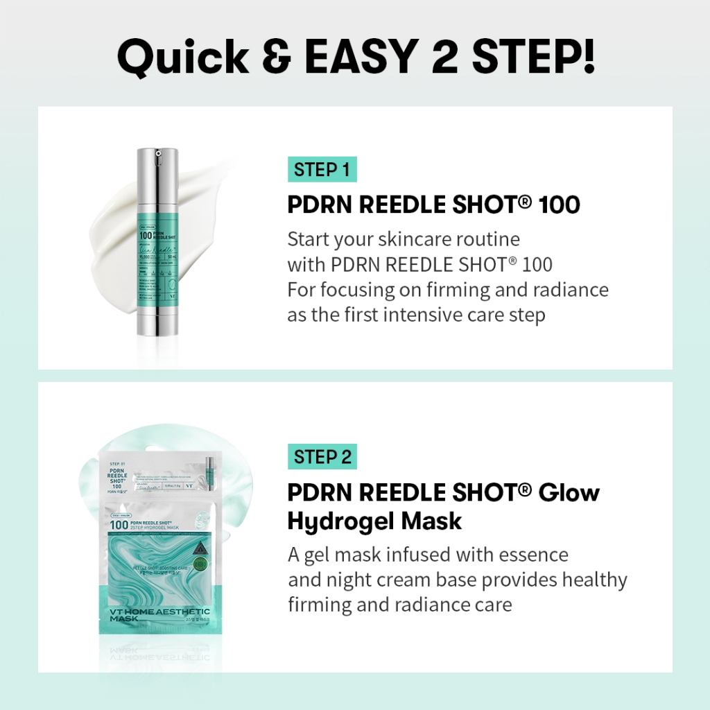 [VT] PDRN Reedle shot 100 Mặt nạ Hydrogel 2 bước PDRN dựa trên thực vật Sửa chữa da phát sáng tự nhiên [Flagship chính thức]