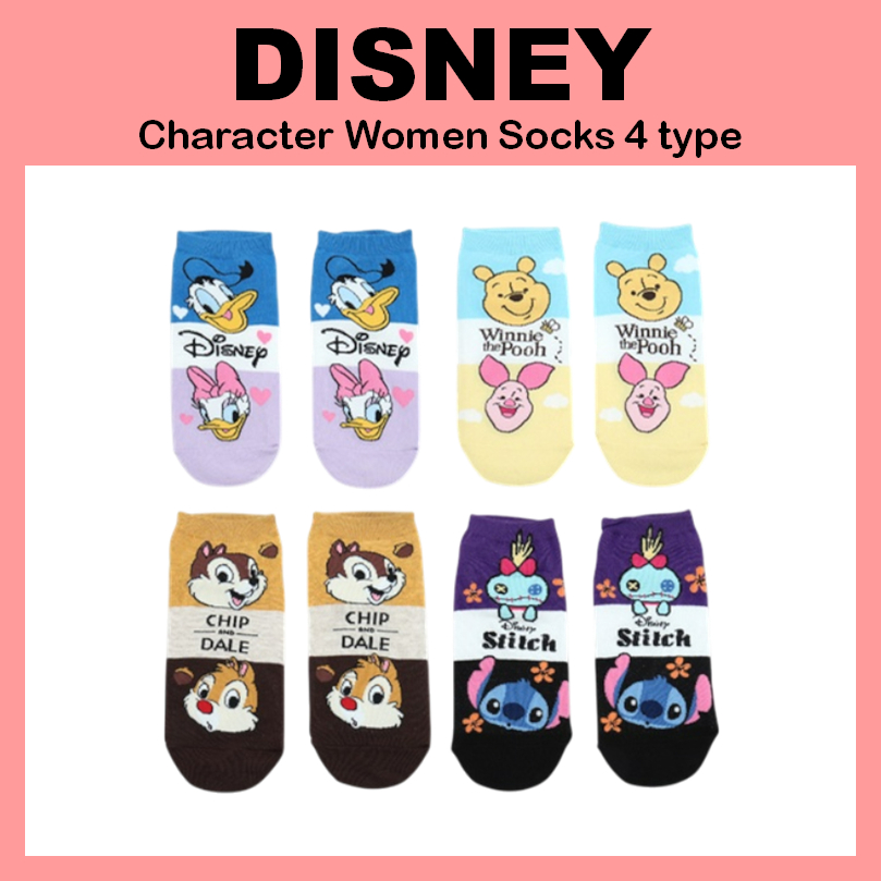 [DAISO Korea] Vớ Nữ 4 Kiểu Nhân Vật (Chip & Dale / Donald / Pooh / Stitch)