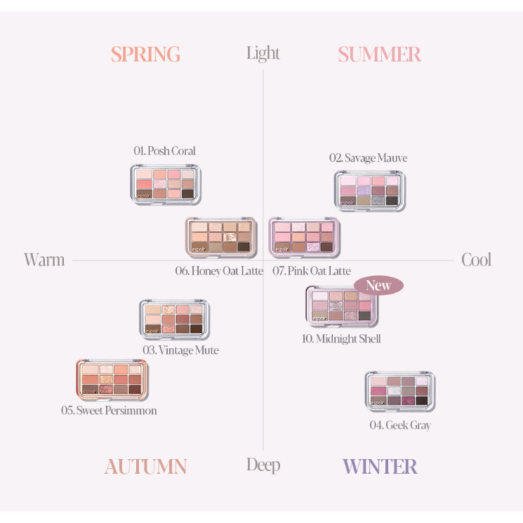 [Espoir] Bảng lõi mắt - 12 màu - Vỏ nửa đêm MỚI - All-in-One K-Beauty