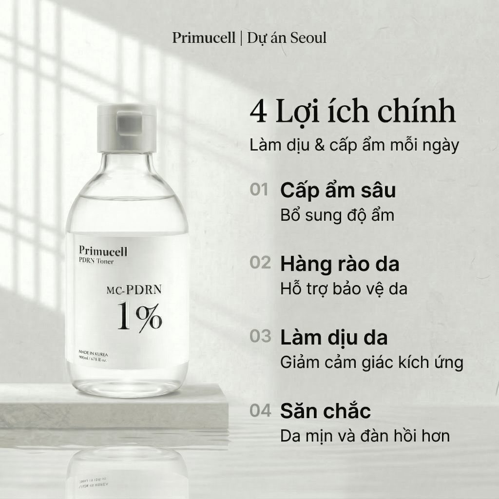 [PRIMUCELL] Nước Hoa Hồng MC-PDRN 1% 200ml | Toner PDRN + Cica Làm Dịu, Cấp Ẩm, Phục Hồi Hàng Rào Da